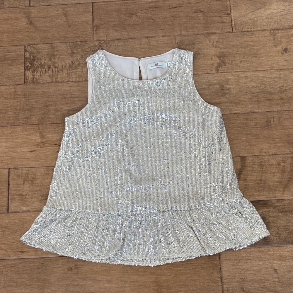Vineyard Vines Silver Sequin Blouse